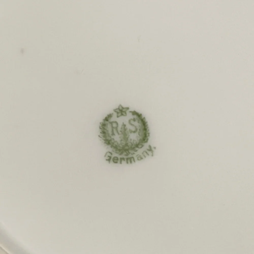 RS Germany Porcelain Scalloped‎ Plate  Roses Floral Antique 6.25 Inch Gold Trim